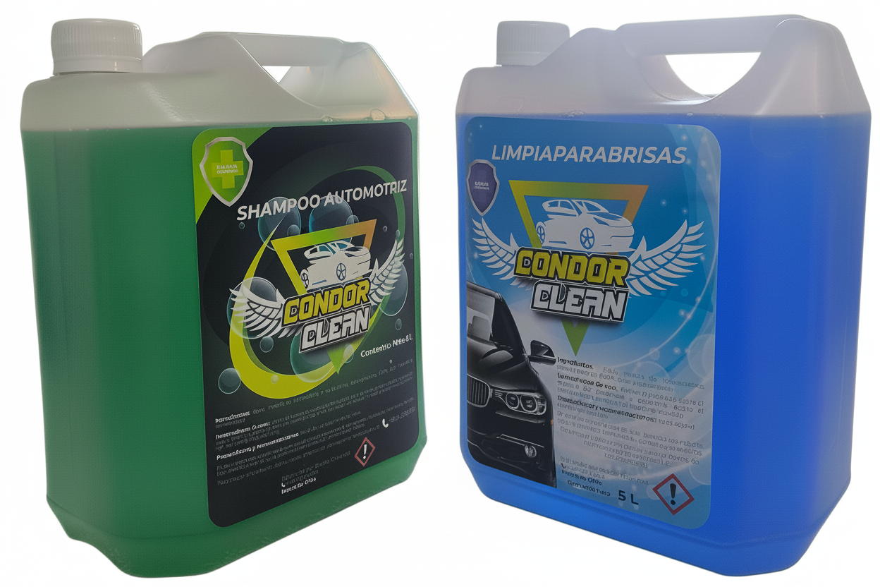 Combo Shampoo Automotriz Premium + Limpia Parabrisas Condor Clean 5L c/u